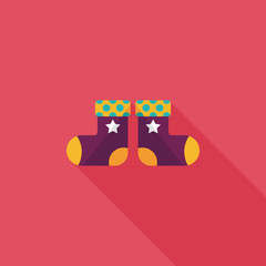 Christmas stocking flat icon with long shadow,EPS 10