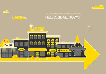 Set buildings of small business flat design