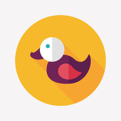 Duck toy flat icon with long shadow,eps 10