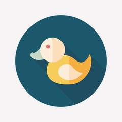 Duck toy flat icon with long shadow,eps 10