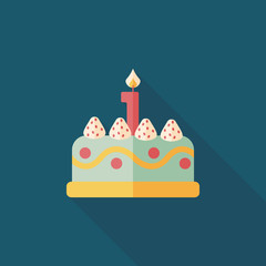 birthday cake flat icon with long shadow,eps10
