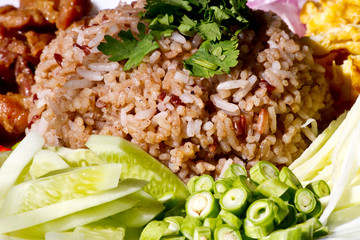 close up of spicy fried rice with shrimp , Thai  food