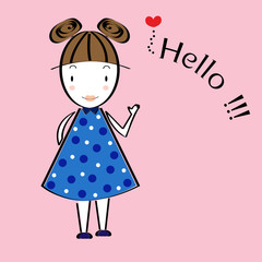 cute girl cartoon vector