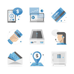 Financial and banking flat icons set