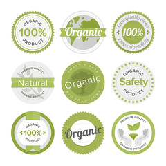 Natural organic product flat labels set - obrazy, fototapety, plakaty