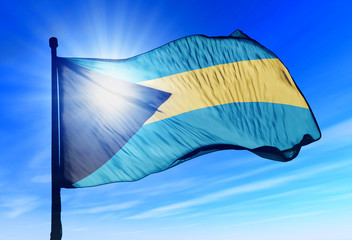 Bahamas flag waving on the wind