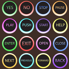 Colorful neon buttons vector pack