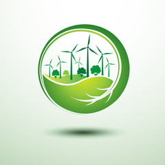 green city concept inside the leaf ,vector illustration