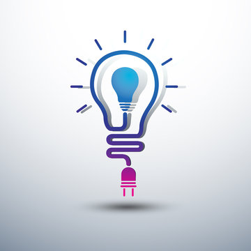Creative Idea concept with light bulb and plug icon ,vector illu