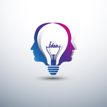 Creative head Idea concept form light bulb icon ,vector illustra