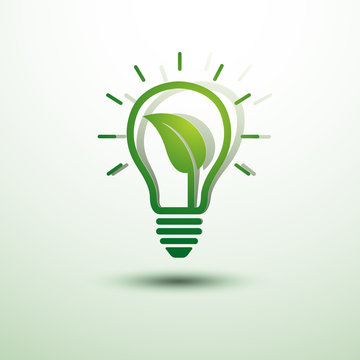 Ecology idea green bulb with plant vector illustration