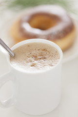 Cappuccino Coffee with chocolate donut