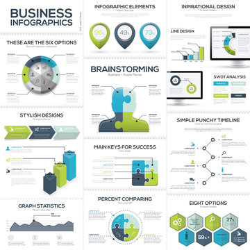 Business infographics and data visualization vector elements
