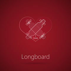 Abstract illustration of love to longboard