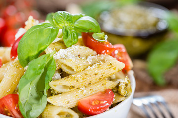 Fresh made Penne with Basil Pesto