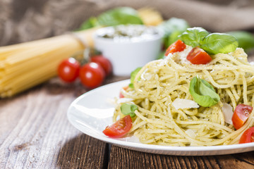 Spaghetti with basil Pesto