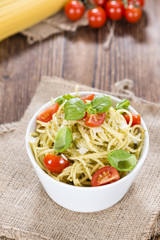 Spaghetti with basil Pesto