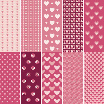10 patterns of pink hearts