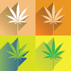 four cannabis leaf in flat style,  illustration