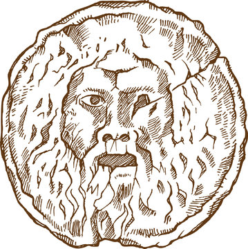 the mouth of truth hand draw
