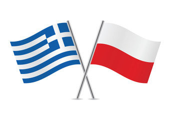 Fototapeta premium Greek and Polish flags. Vector illustration.