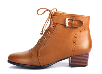 Demi-season brown female boot isolated on white background