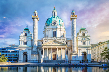St. Charles's Church in Vienna, Austria - obrazy, fototapety, plakaty