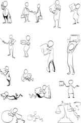 funny little men with tablets vector loop