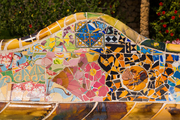 Fototapeta premium Ceramic Bench Park Guell - Barcelona Spain