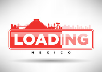 Mexico Skyline Loading Typographic Design