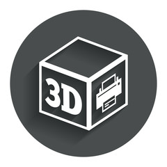 3D Print sign icon. 3d cube Printing symbol.