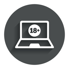 Adults content laptop icon. Website for adults.