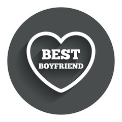 Best boyfriend sign icon. Heart love symbol.