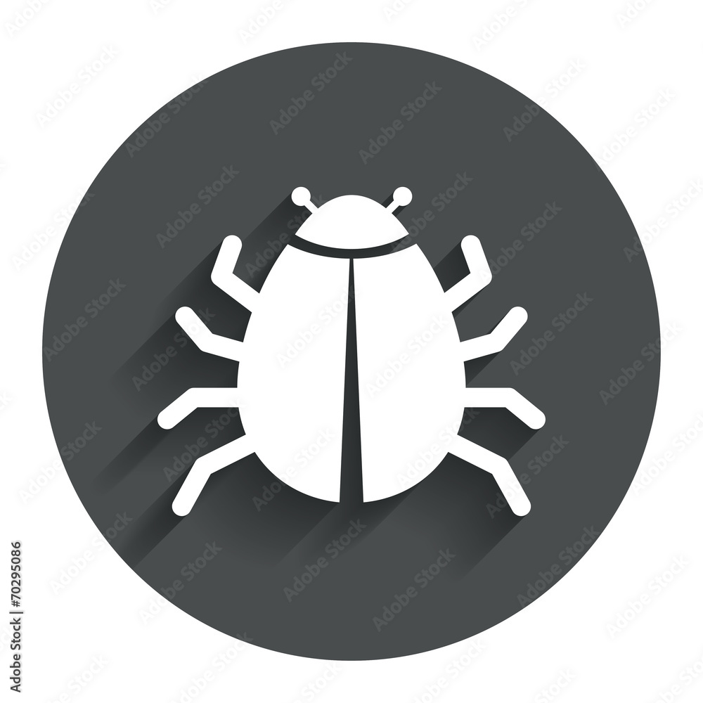 Poster bug sign icon. virus symbol. software bug error
