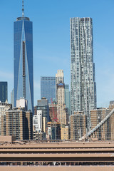 Obraz premium Brooklyn Bridge with lower Manhattan skyline