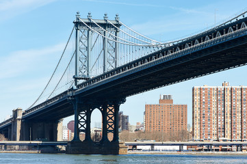 Manhattan Bridge and skyline view from Brooklyn