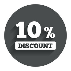 10 percent discount sign icon. Sale symbol.