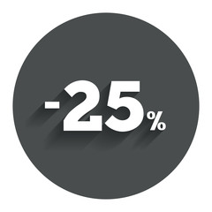 25 percent discount sign icon. Sale symbol.