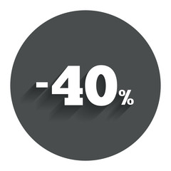 40 percent discount sign icon. Sale symbol.