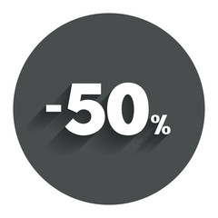 50 percent discount sign icon. Sale symbol.