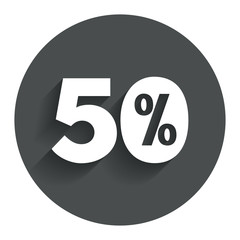 50 percent discount sign icon. Sale symbol.