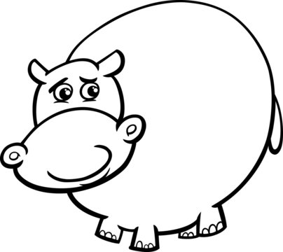 hippopotamus cartoon coloring page