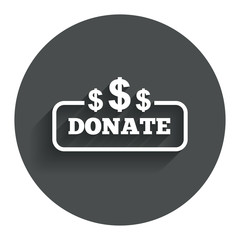 Donate sign icon. Dollar usd symbol.