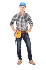 Full length portrait of a construction guy