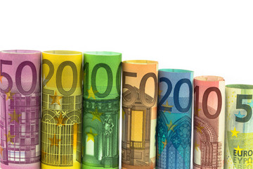 Euro Banknoten gerollt