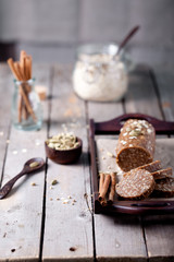 Peanut butter, oat and seeds  dessert salami.