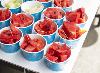 sliced watermelon and guava