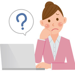 パソコンをする女性　はてな