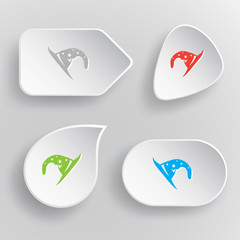 Astrologer's hat. White flat vector buttons on gray background.