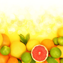 Fototapeta na wymiar Fresh citrus fruit in shiny background